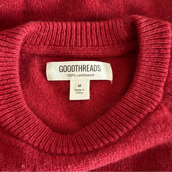 Goodthreads Lambs Wool Sweater Rich Red Crew Neck Womens Mens M - Picture 9 of 9